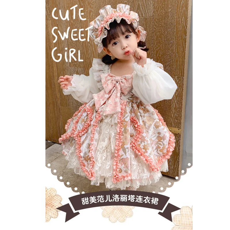 

6 Color Girls Court Style Long-sleeved Lolita Princess Dress Suit Loli Birthday Gift Sweet Lovely Fairy Party Stage Performance