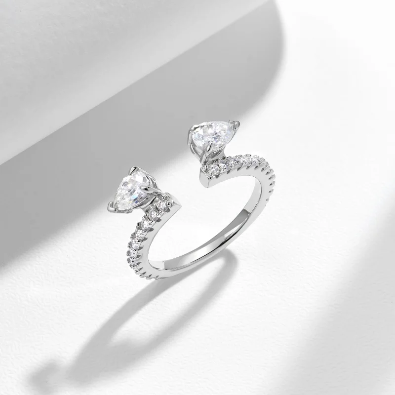 Фото Серебряные обручальные кольца Keep Yes Total 1.37ct 4*6мм с грушевидными муассанитами и бриллиантами для женщин, S925, наборные, в стиле вечности №4