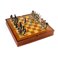 russian and french characters war resin chess theme board game toy table luxury collection gift with wooden chessboard