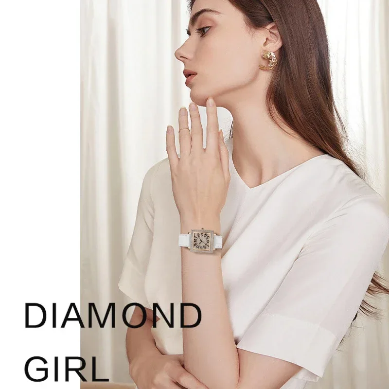 Часы наручные женские кварцевые квадратной формы брендовые Роскошные с