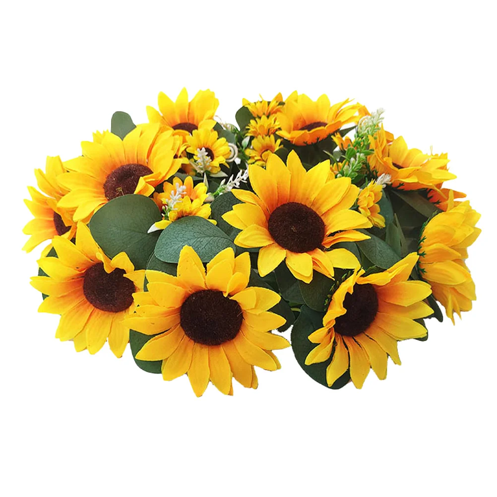 

Sunflower Wreath Pendant Fake Sunflower Hanging Decor Artificial Wreath Pendant