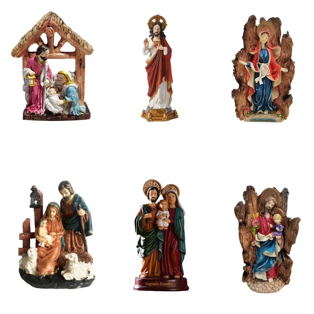 

Christmas Decoration Nativity Scene Set Christmas Ornament Indoor Nativity Crib Manger Baby Jesus Statue Figurines Holiday Gift
