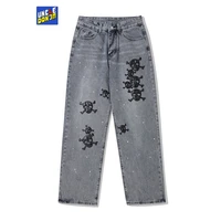 uncledonjm high street vintage denim jeans skulls hip hop baggy jeans streetwear trousers men cargo jeans