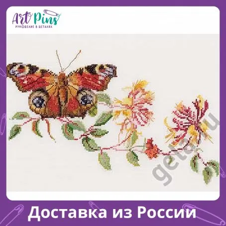 Набор для вышивания Бабочка-Жимолость канва аида 18 ct |
