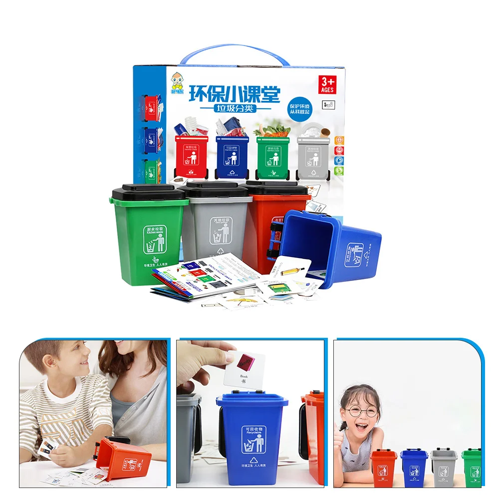 

Garbage Toy Can Trash Toys Kids Sorting Holder Truck Pen Cans Curbside Binmini Early Push Playset Classification Pot Educational