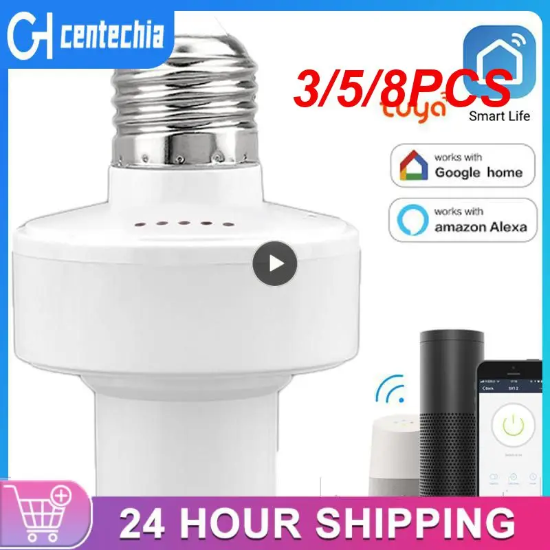 

3/5/8PCS Smart Life Bulb Base Wireless Wifi E27 Smart Light Bulb Adapter Tuya Remote Contro Work With Alexa Google Home Alice