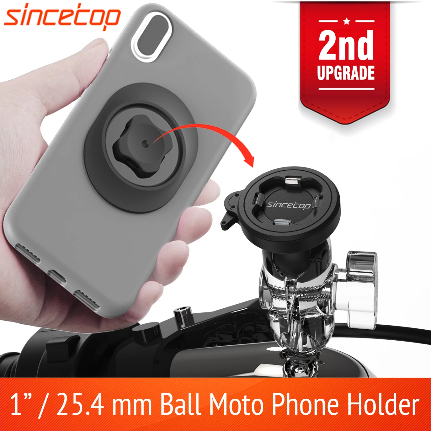 universal 1 inch ball motorcycle phone holder bike handlebar socket arm for moto quick mount clamp with ultra lock 2nd gen free global shipping