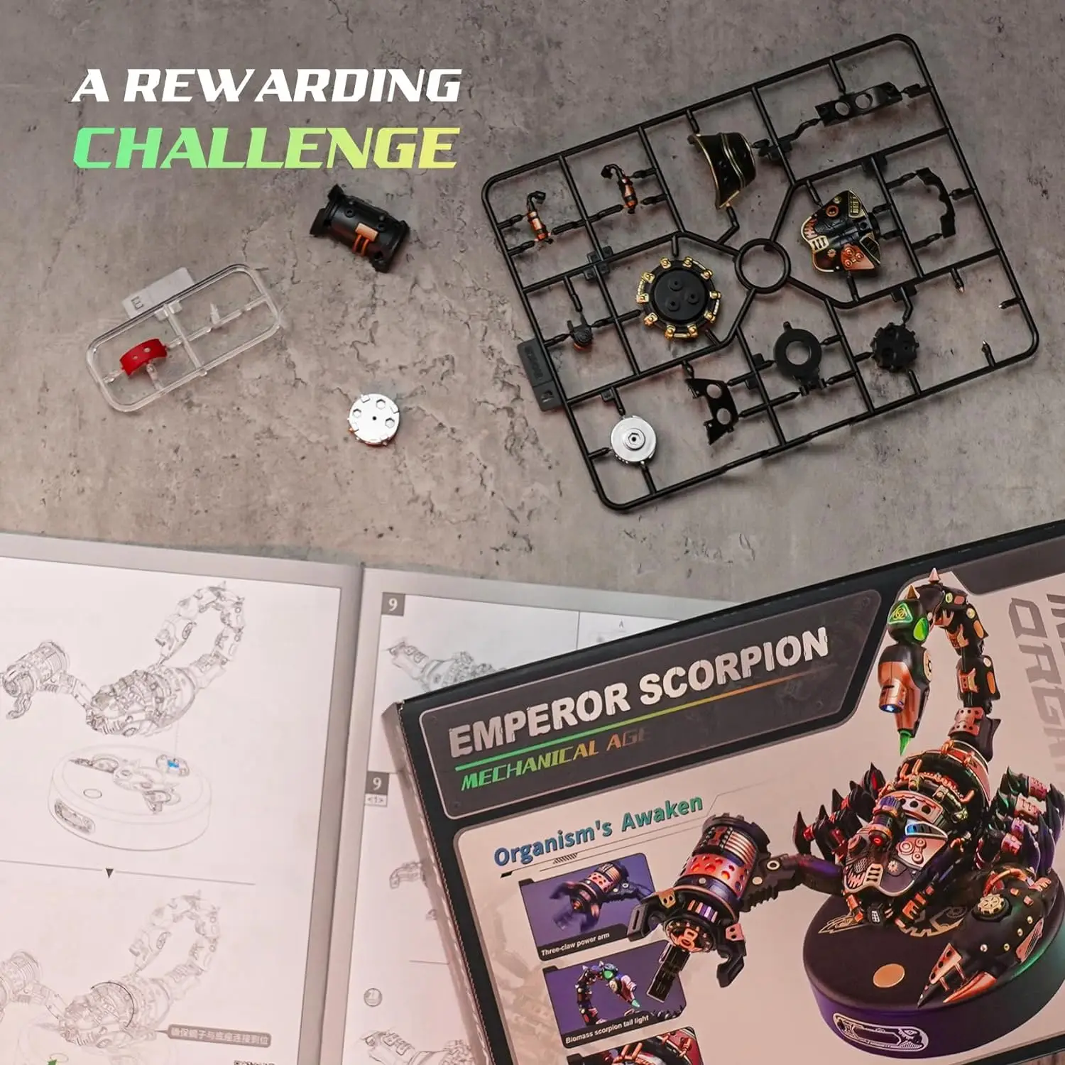 Модель Robotime Rokr Механическая пластиковая модель скорпиона набор из 123 деталей