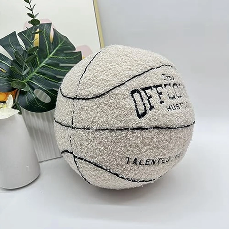 Баскетбольная подушка Offcourt в форме баскетбола плюшевая флисовая с вышивкой для