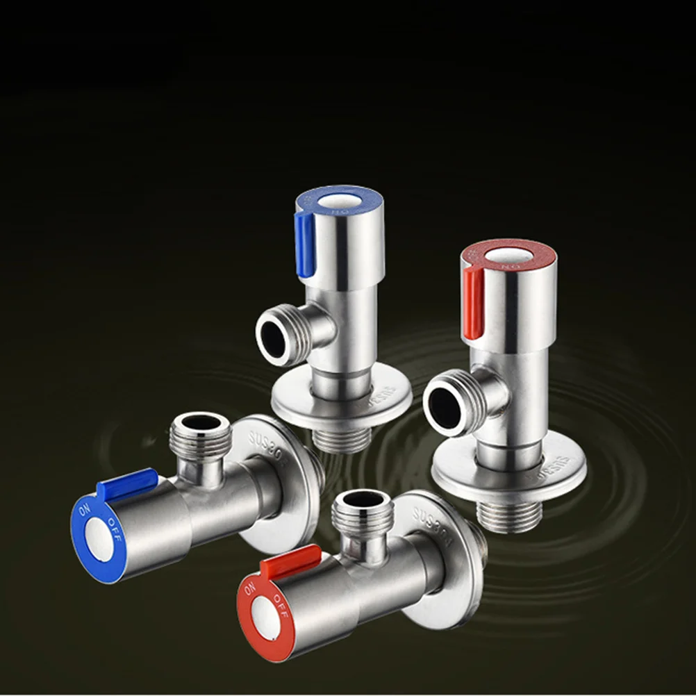 

2pcs Stainless Steel Bathroom Angle Thickened Hot Cold Water Shut Off for Toilet Kitchen Sink(Red/Blue)