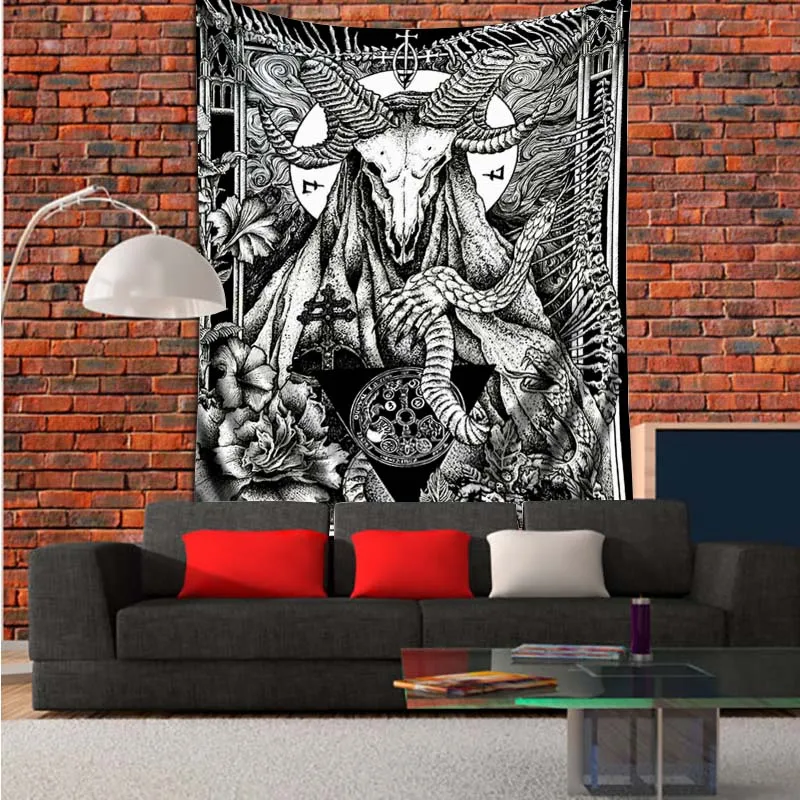 

Goat Head Satan Tapestry Home Decor Skull Decor Moon Cat Witchcraft Tapestry Cat curtains Bed Sheets Wall Decor