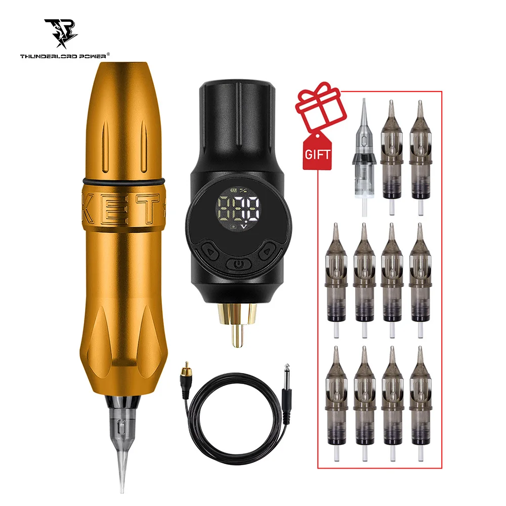 Professional Tattoo Machine Set Japan Motor Mini Wireless Battery Power Supply RCA Rotary Tattoo Pen Kit Permanent Makeup Tools
