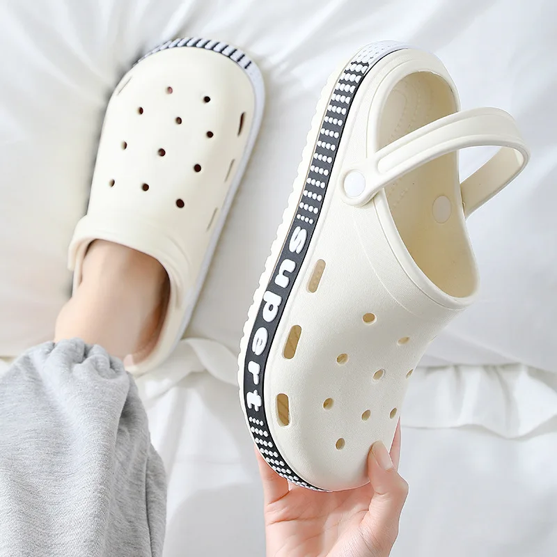 Hole Shoes Women's Simple Non Slip Slippers Men's Indoor Wear-resisting Beach Leisure Flat Slippers for Women Shoes Women