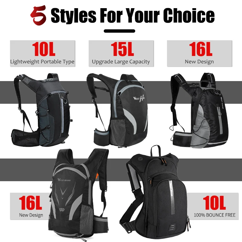 WEST BIKING Ultralight Bicycle Bag Portable Waterproof Sport Backpack MTB 10L Outdoor Hiking Climbing Cycling Hydration Bike Bag