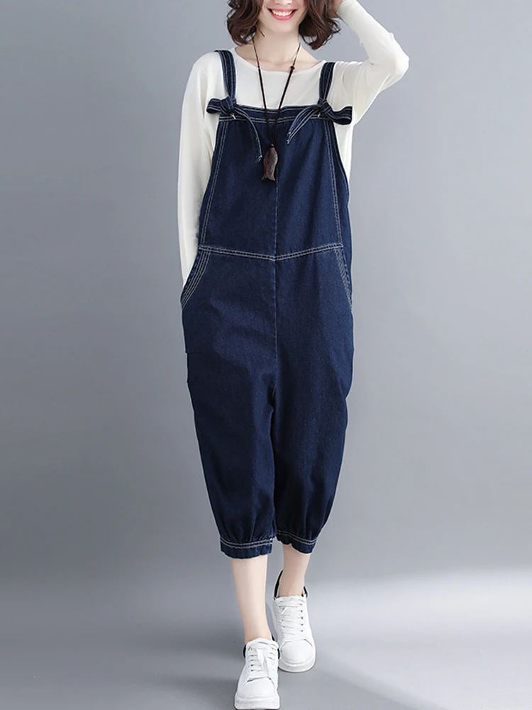 

Jeans Overalls Women Vintage Baggy Drop Crotch Cowboy Rompers Boyfriend Overalls Suspenders Denim Cross-pants