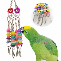 parrot toy colorful acrylic metal parrot molar toys for birds bite resistant hangable parrot chewing toy bird cage accessories