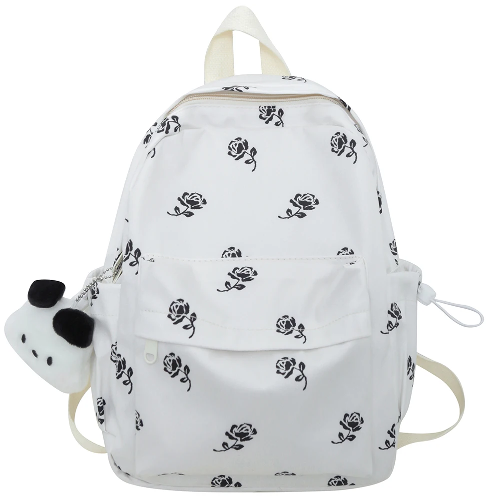 

Ladies Floral Backpacks Versatile Vintage Backpack Adjustable Strap Multifunctional with Cute Pedant for Travel Working Vacation