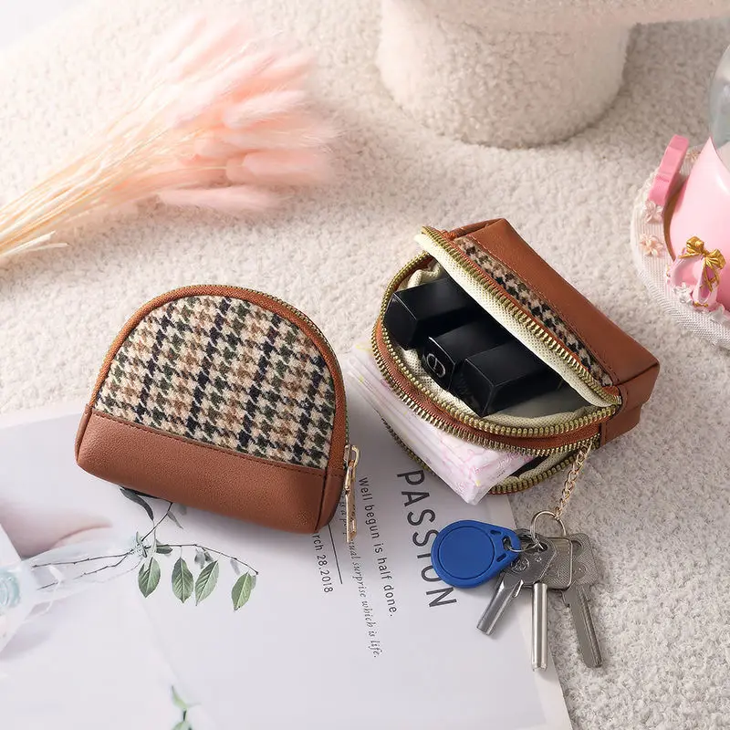 New Fabric Luxury Coin Purse Women's Double Zipper Small Wallets Key Pouch Travel Card Holder Fashion Female Vintage Coins Bags