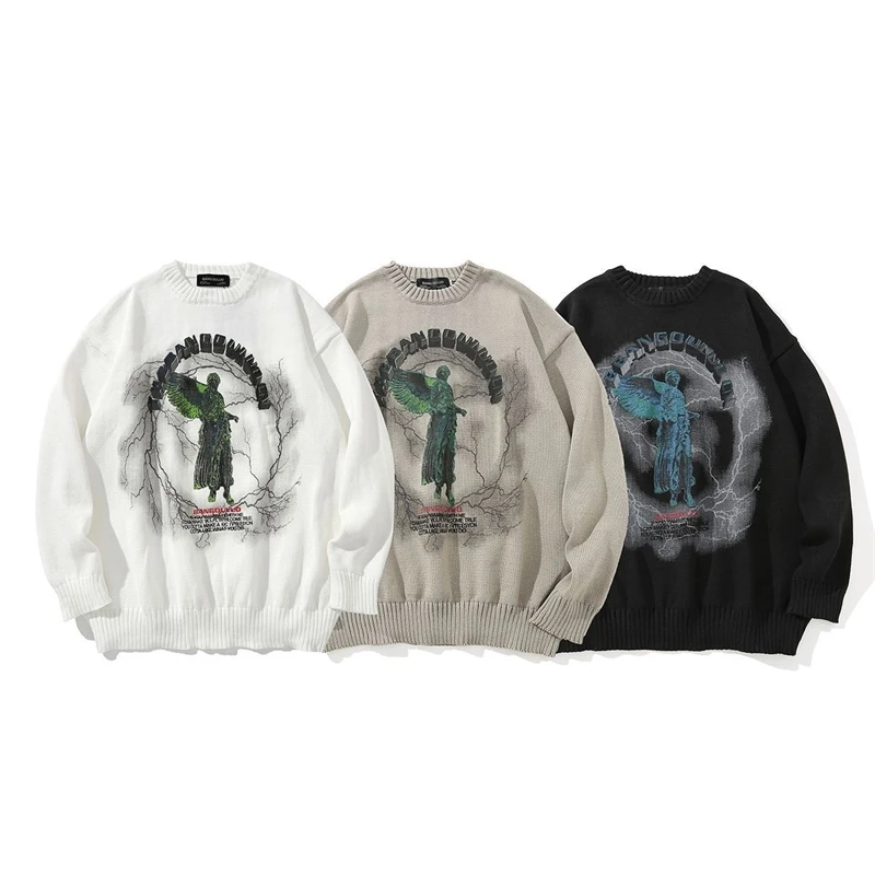 PFNW Темная одежда с потертыми отверстиями большой трикотаж мужской рваный