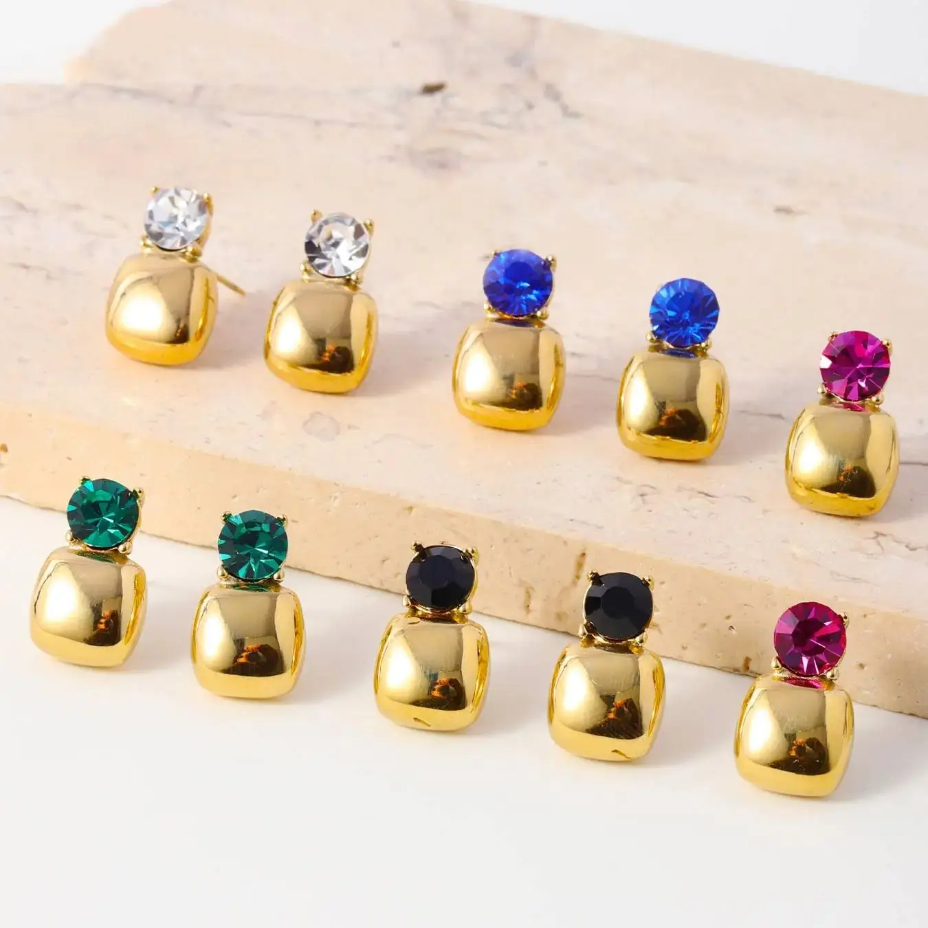 Женские серьги-подвески из нержавеющей стали с квадратным Цирконом