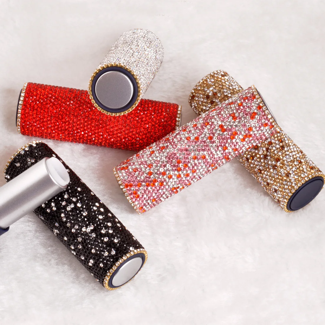 

1pc Diamond-Encrusted Lipstick Tube Empty Cosmetics Sample Vials Mini Refillable Bottles Makeup Tool Dropshipping Suppliers