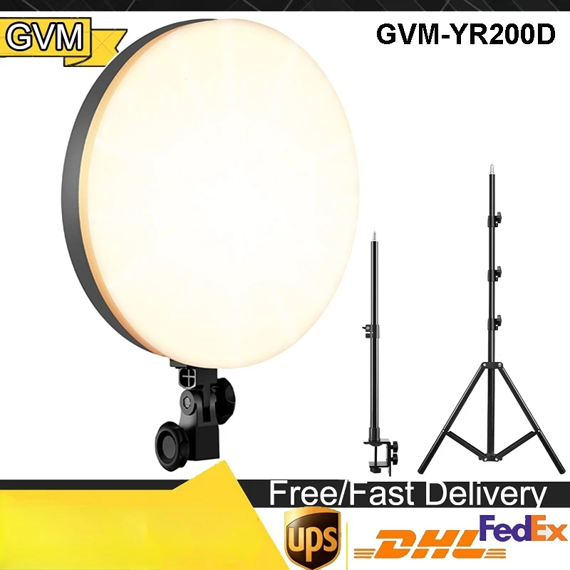 

GVM-YR200D LED Bi-Color Soft Video Light Kit 12'' Round Soft Photography Panel Light With Desktop Light Stand + Tripod