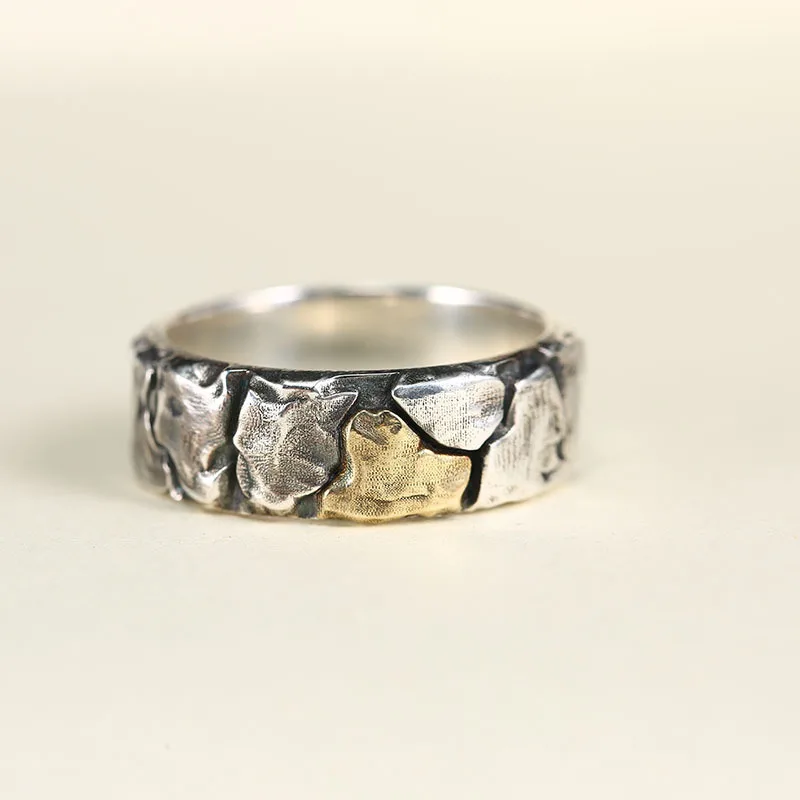 

Мужское регулируемое кольцо с текстурой, винтажное регулируемое Открытое кольцо, банкетные ювелирные аксессуары, подарок на день рождения для парня