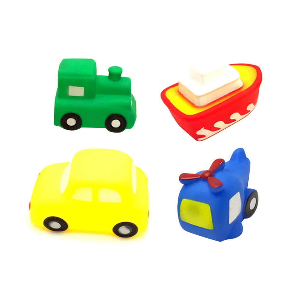

4PC Children Water Toys Sound Traffic Pinch Vehicle Models Bathtub Toys Baby Bath Toy
