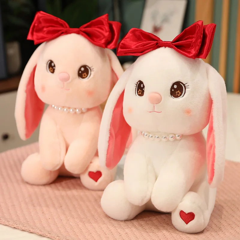Милая мягкая плюшевая кукла-кролик с бантиком 22-45 см |