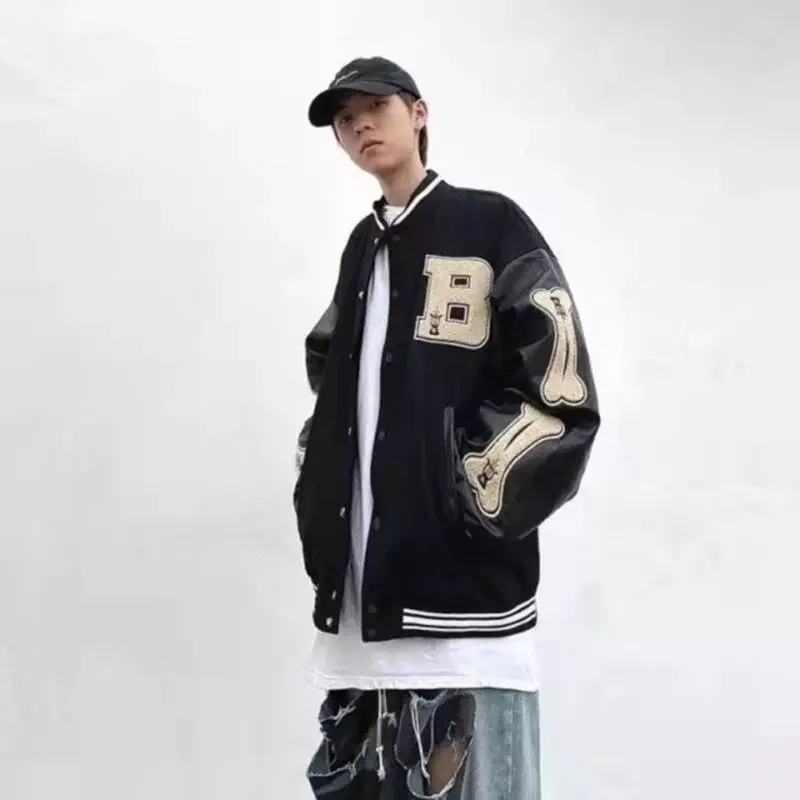 

New2022 Couple Baseball Jackets Men's Hip Hop Loose Color Matching Street Coat Sports Wear Harajuku Bomber Jackets