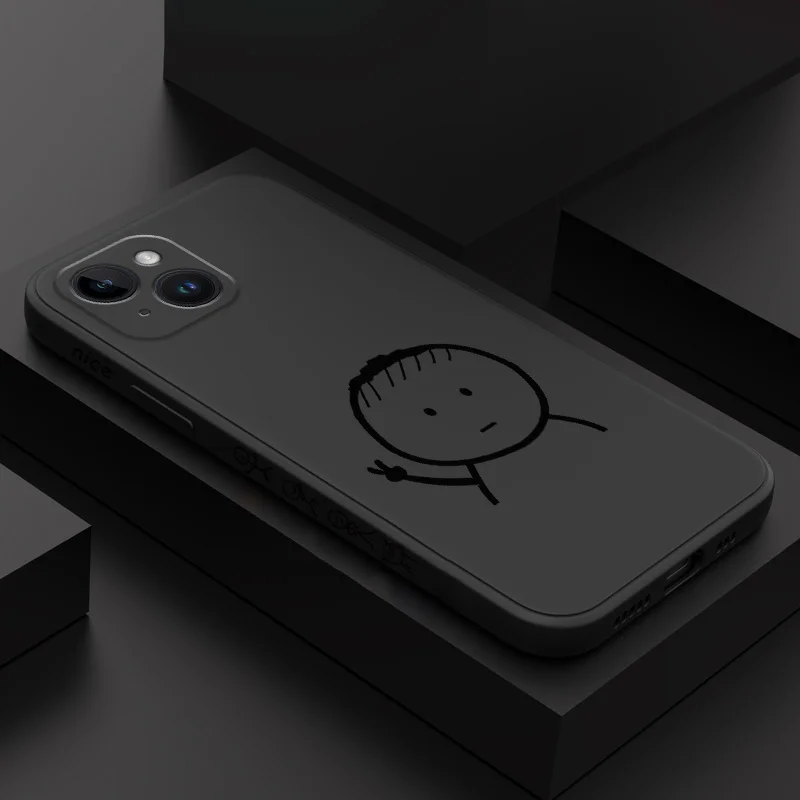 

Happy Line Man Phone Case For iPhone 14 13 12 11 X XR XS SE2 SE2020 8 7 6 6S Plus Pro Max Mini Silicone Cover