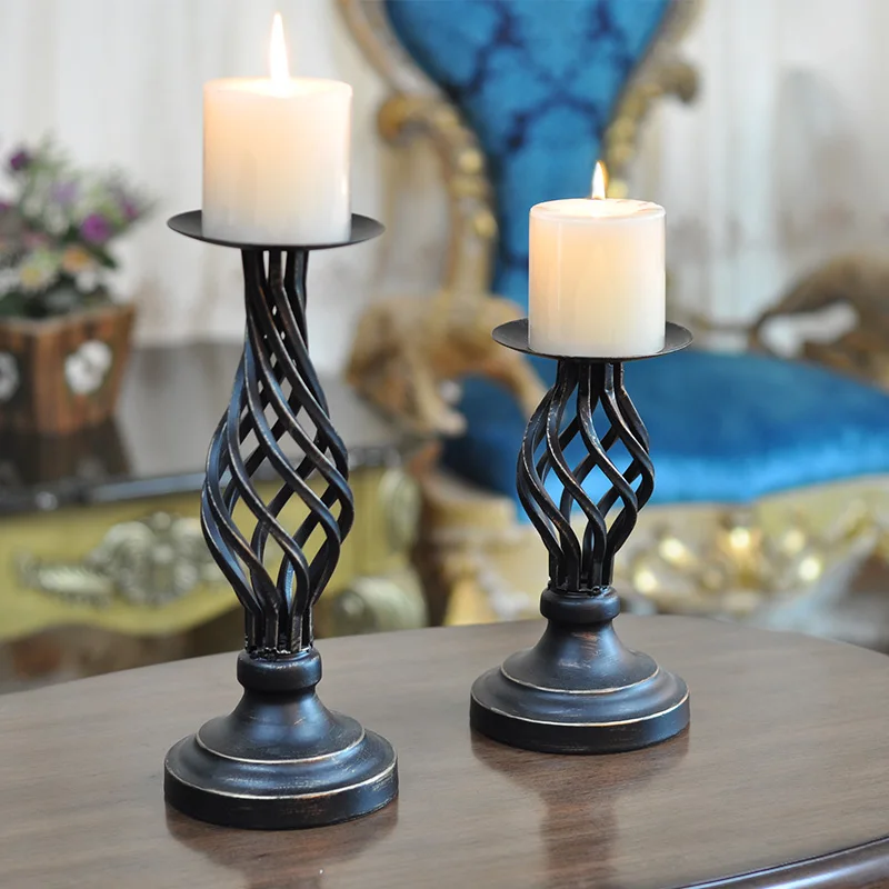 

Black Wedding Candle Holders Nordic Incense Accessories Candle Holders Pedestal Iron Plate Velas Living Room Decoration GPF40XP