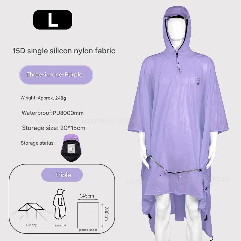 

Легкое дождевое пончо 3-в-1 15D