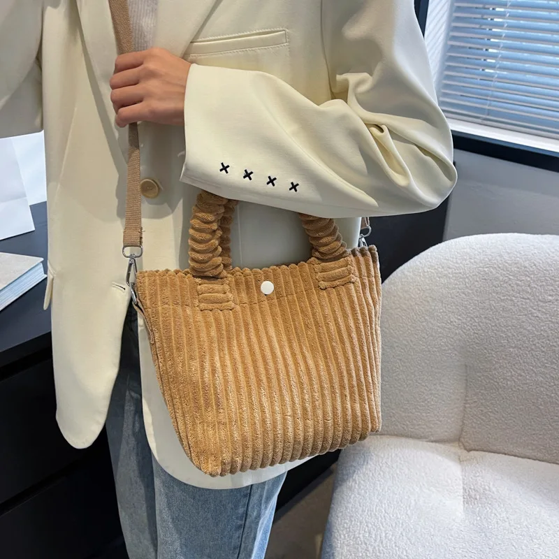 

Corduroy Shoulder Bag for Women Vintage Female Girls Student Small Handbags Ladies Crossbody Tote Shopper Bag Purses 2022