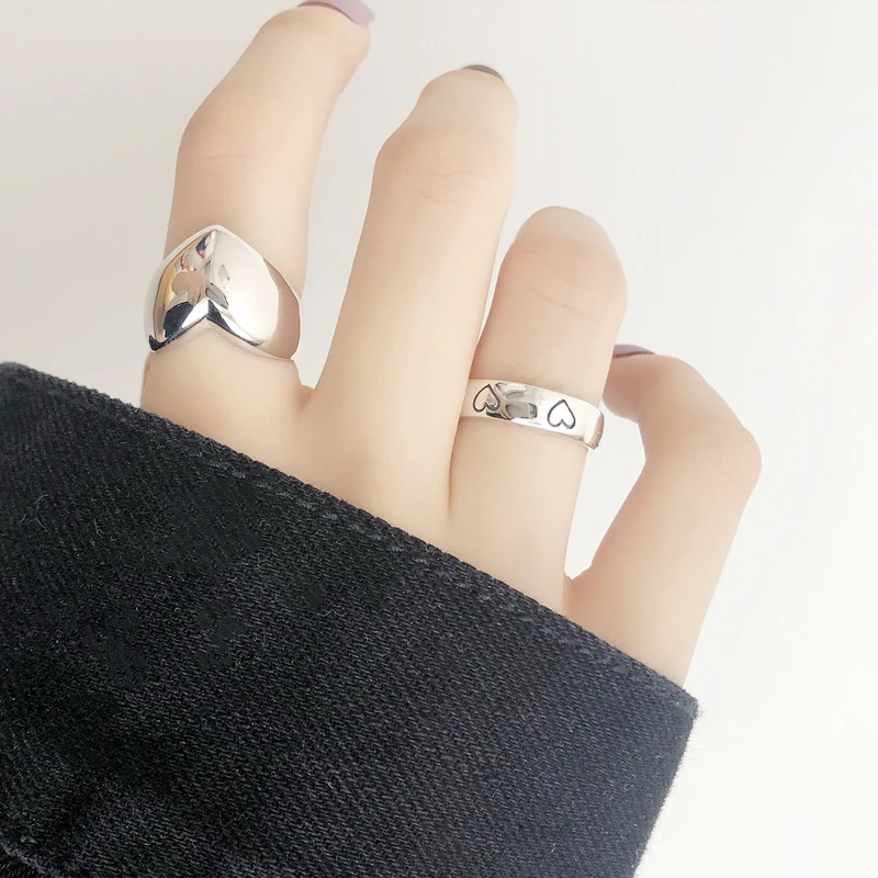 

WEDHOC 925 Sterling Silver Sweet Romantic Valentine's Day Gift Lovely Heart Resizable Opening Ring For Women Luxury Jewelry