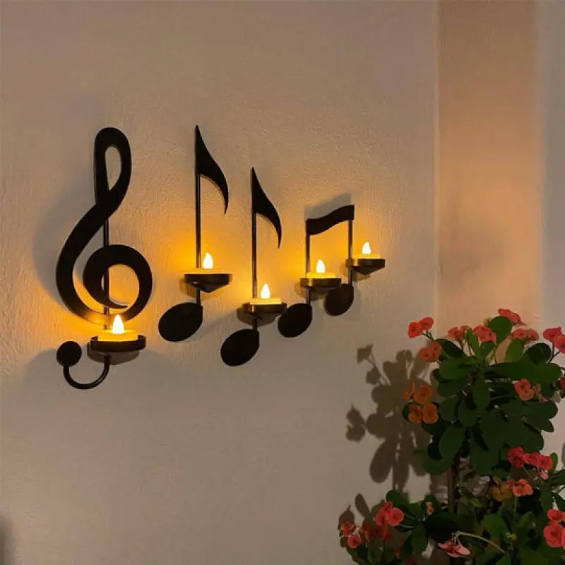 

Black Music Note Wall Sconce Treble Clef Quarter Note Double Note For Office Store Wall Yard Porch, Garage Door Gifts Home Decor