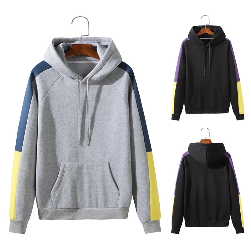 

Hanging Shot Men's Raglan Sleeves Color-block Hooded Sweater Hoodie Men's Casual Loose-fitting Clothing Personality Male 2022