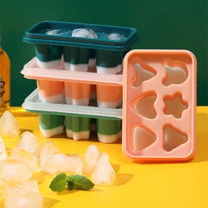 Home Silicone Six-grid Soft Bottom Ice Box Refrigerator Homemade Small Ice Cube With Lid Ice Storage Box Frozen Ice Artifact