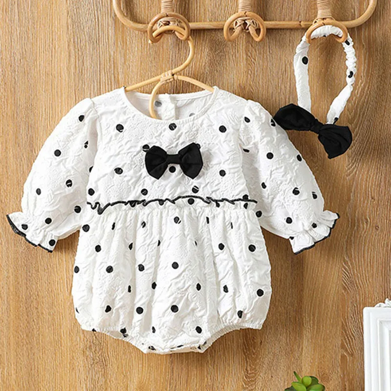 

Newborn Girls Long Sleeves Rompers Spring Autumn Clothes Baby Girls Princess Rompers Toddler Baby Girls Sweet Dot Jumpsuit