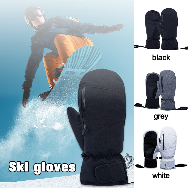 Men Women Winter Gloves Skiing Snowboarding Touch Screen Waterproof Coating Thermal Gloves Snowmobile Mittens w/Zipper Pocket