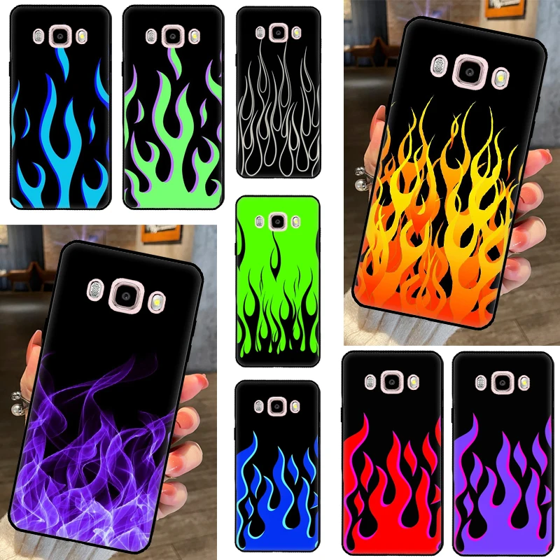 Blue Red Flame Fire Case For Samsung Galaxy J6 J4 Plus A6 A7 A8 A9 J8 2018 J3 J5 J7 2017 J1 A3 A5 2016 Cover