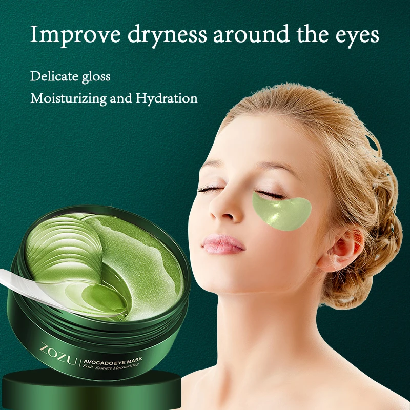 Золотая маска для глаз ZOZU с авокадо снимает темные круги. Улучшает мешки под