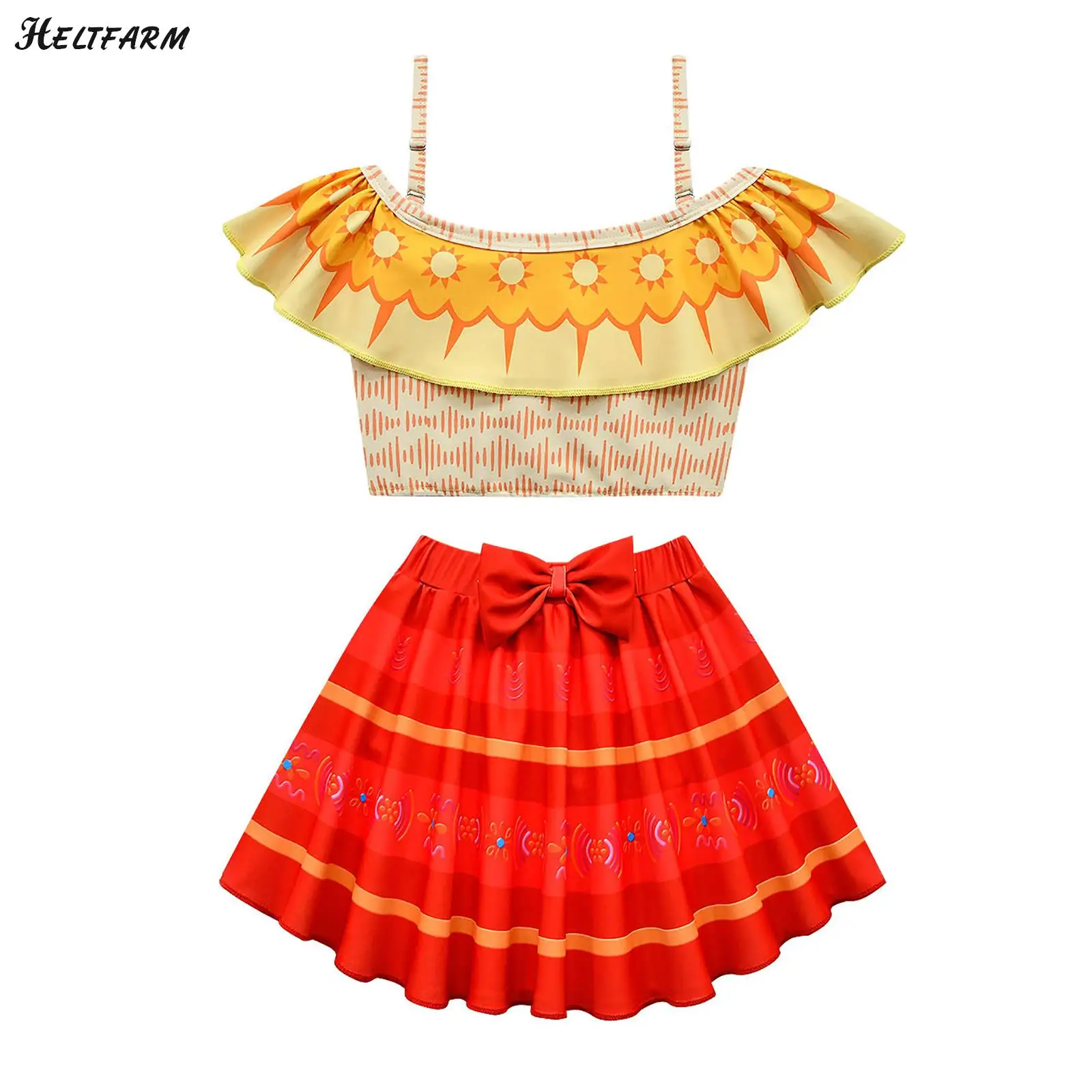 

Baby Girls Swimsuit Cosplay Swimwear Kids Two Pieces Bathing Suit Children Cartoon Beach Wear Ruffles Bikini Kids Dress Bathing