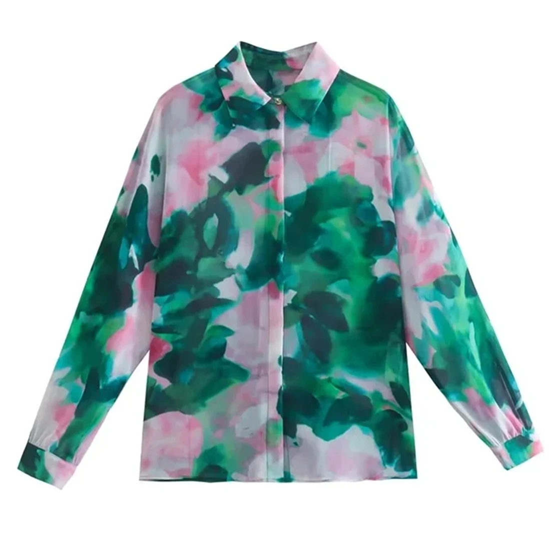 

Maxdutti Fashion Streetwear Tropical Floral Blouse Print Shirts Casual Chiffon Blouse Women Tops