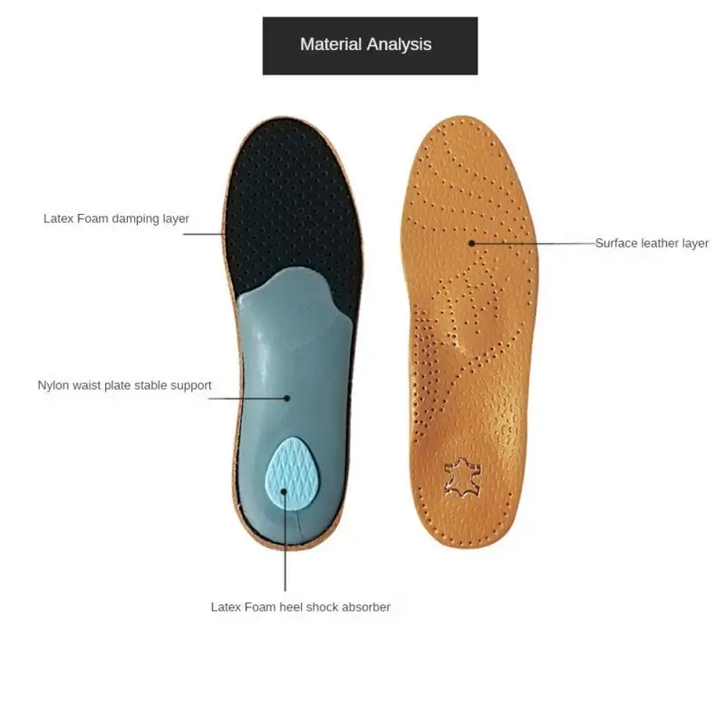 Кожаные ортопедические стельки с поддержкой свода стопы вставки из полиуретана