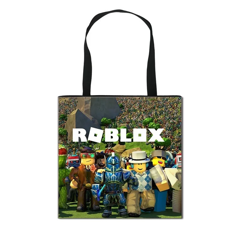 Фото Популярные сумки для покупок с принтом мультяшных персонажей ROBLOXS, вместительные сумки-тоут, сумки для хранения, сумки для супермаркета №4