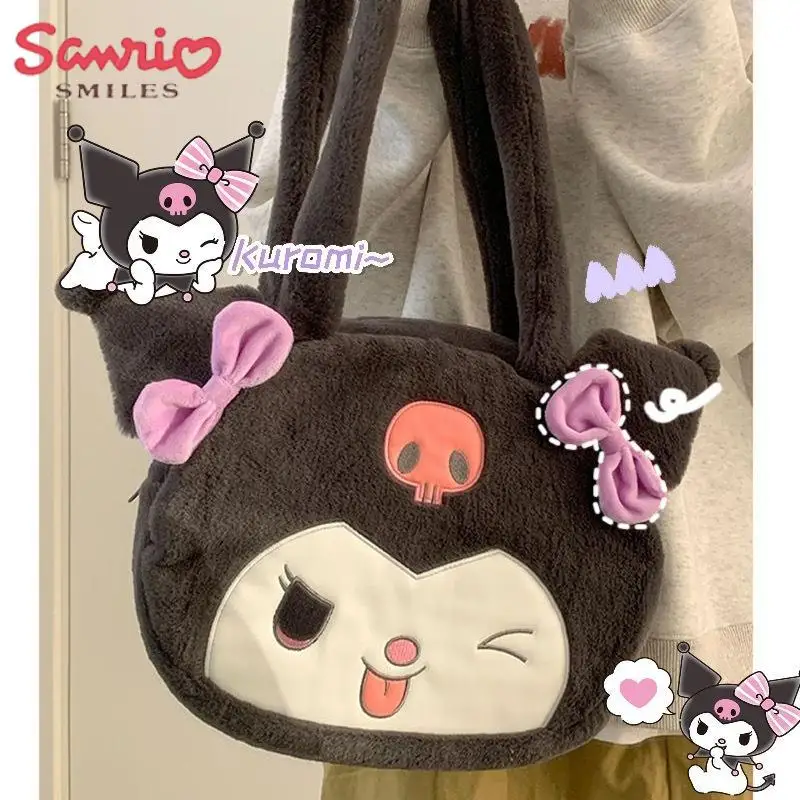 

Kawaii Sanrio Y2K аниме Kuromi Cinnamoroll My Melody плюшевая сумка через плечо мультяшная Милая Универсальная женская сумка для хранения подарок