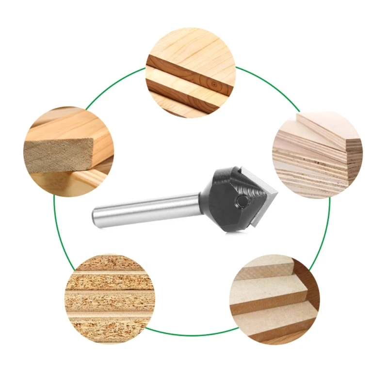 

50JC Woodworking Milling Cutter V-Groove 90° Single Flute Ruter Bit End Mills