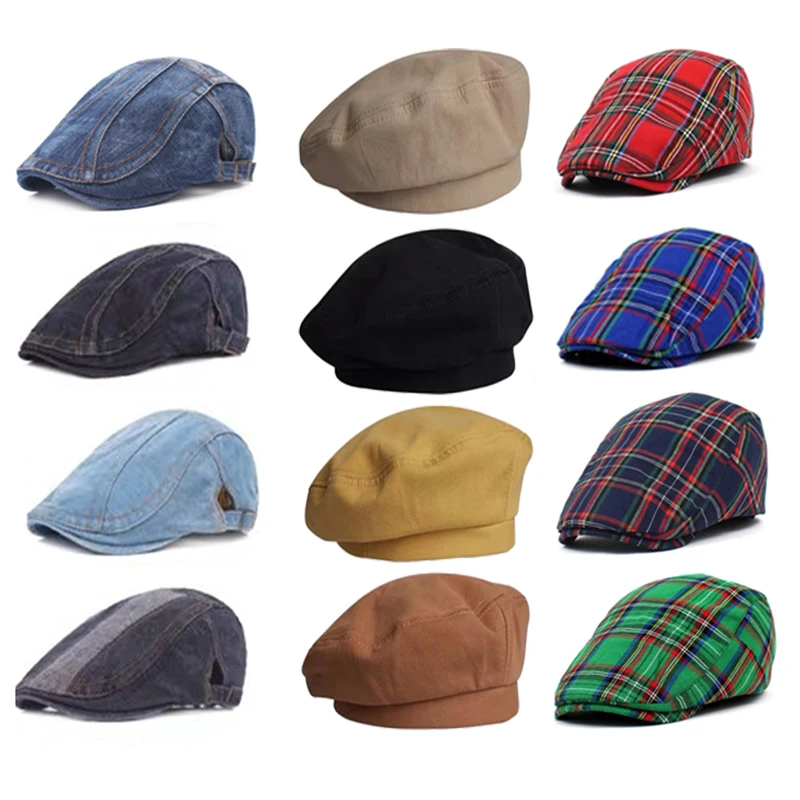 

Adjustable Denim Beret Hats Men Women Jeans Berets Newsboy Flat Gatsby Cabbie Driving Windpoof Cap Hats Forward Peaked Caps