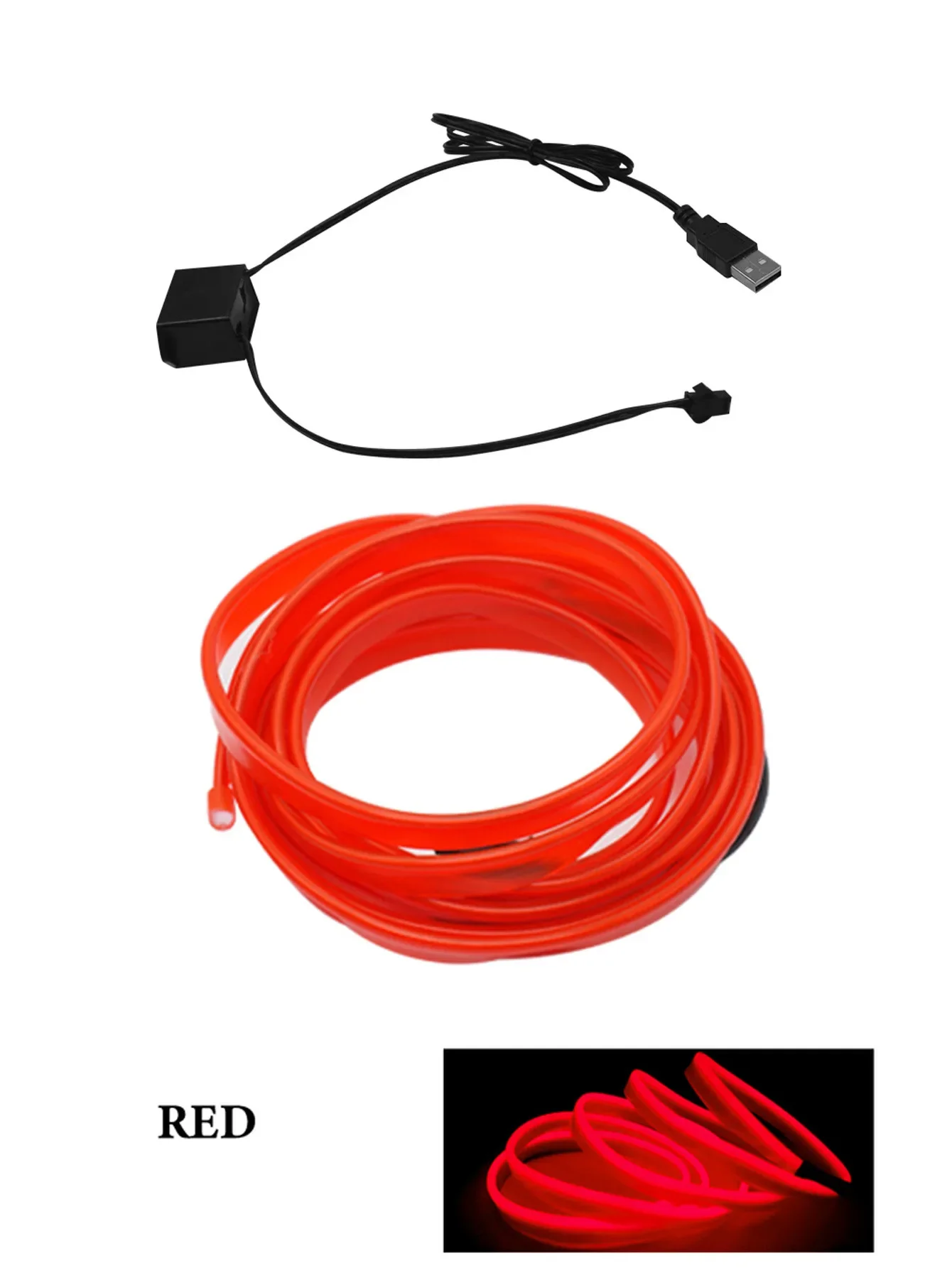 Интерьерная атмосфера автомобиля, Светодиодная лента, сделай сам, Гибкая холодная лампа EL с USB, автомобильное украшение, окружающая лампа